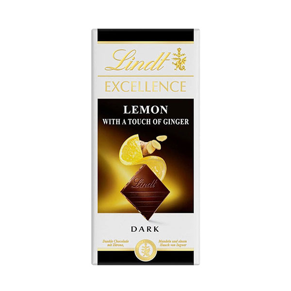 شکلات تلخ لینت با طعم لیمو و زنجبیل - Lindt Excellence Lemon & GINGER