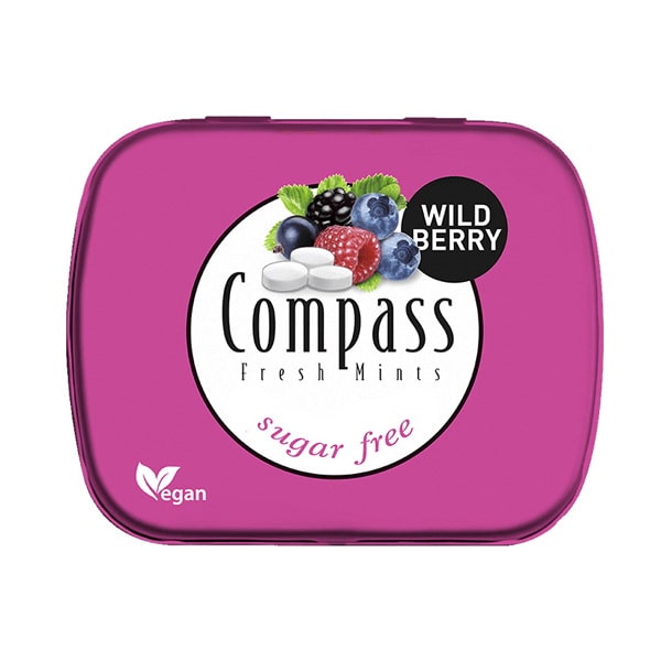 قرص خوشبو کننده دهان کامپس با طعم توت وحشی بدون شکر - Compass WILD BERRY